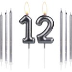 Lot de 12 bougies pour gteau d'anniversaire  happy 12th birthday  - pour fille et garon - bougies ...