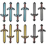 Lot de 12 epees gonflables a pixels pour enfants, sabre laser gonflable, jouets pour fete d'anniversaire, ...