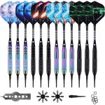 Lot de 12 flchettes  pointe souple en plastique de 18 g avec 100 embouts de flchettes supplmentaires, ...