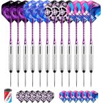 Lot de 12 fléchettes professionnelles en acier avec pointe en métal avec 24 ailettes et aiguiseur 22 ... Lot de 12 fléchettes professionnelles en acier avec pointe en métal avec 24 ailettes et aiguiseur 22 ...