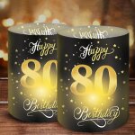 Lot de 12 photophores dcoratifs de table pour 80e anniversaire homme, 80 ans happy birthday, dcoration ...