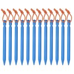 Lot de 12 piquets de clous de tente en alliage d'aluminium avec corde de camping léger en plein air, ... Lot de 12 piquets de clous de tente en alliage d'aluminium avec corde de camping léger en plein air, ...