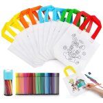 Lot de 12 sacs a main a colorier & 36 couleurs stylo, diy sac de peinture des enfants, sac graffiti de ... Lot de 12 sacs a main a colorier & 36 couleurs stylo, diy sac de peinture des enfants, sac graffiti de ...