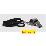 Lot de 12 sifflets de policier m�tallique avec cordon