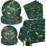 Lot de 122 dcorations d'anniversaire dinosaures ¿ assiettes, serviettes, nappes dinosaures pour garons, ...