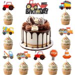 Lot de 13 décorations de gâteau avec pelleteuse, pour anniversaire d'enfant, véhicule de construction, ... Lot de 13 décorations de gâteau avec pelleteuse, pour anniversaire d'enfant, véhicule de construction, ...