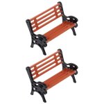Lot de 2 bancs de parc miniatures en bois pour mini jardin, meubles de maison de poupe, accessoires ...