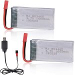 Lot de 2 batteries lipo rechargeables 3, 7 v 25 c 1600 mah jst connecteur femelle avec chargeur usb pour ...