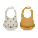 Lot de 2 bavoirs en silicone moutarde - jaune