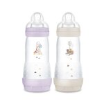 Lot de 2 biberons anti - colique 320 ml lilas et sable - mam