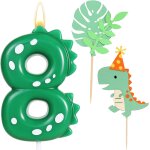 Lot de 2 bougies d'anniversaire, en forme de chiffre 8, vertes, avec 2 dcorations de gteau au motif ...