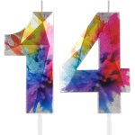 Lot de 2 bougies colores en forme de chiffre 14 - multicolores - dcoration de fte d'anniversaire pour ...