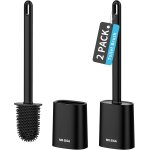 Lot de 2 brosses toilettes wc avec supports, wc silicone, balai toilette wc suspendu pour salle de bain, ...