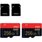 Lot de 2 cartes micro sd 256 go classe 10 avec adaptateur sd haute vitesse pour tablette, appareil photo, ...