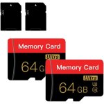 Lot de 2 cartes micro sd 64 go avec adaptateur sd haute vitesse pour tablette, appareil photo, drone ...