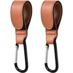 Lot de 2 crochets pour poussette, mousqueton en cuir, support pour sac de poussette, organisateur pour ...