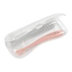 Lot de 2 cuillres 1er age silicone avec boite de transport - old pink - beaba