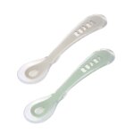 Lot de 2 cuillères 2ème age silicone avec boîte de transport sage green Lot de 2 cuillères 2ème age silicone avec boîte de transport sage green