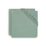 Lot de 2 draps housses 60x120 cm en jersey ash green - jollein