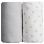 Lot de 2 draps housse gris / etoiles gris 60 x 120 cm - babycalin