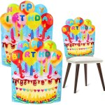 Lot de 2 housses de chaise d'anniversaire bleues pour enfants, adolescents, fête d'anniversaire, fournitures ... Lot de 2 housses de chaise d'anniversaire bleues pour enfants, adolescents, fête d'anniversaire, fournitures ...
