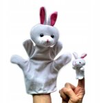 Lot de 2 marionnettes a main et a doigt en peluche représentant des animaux Lot de 2 marionnettes a main et a doigt en peluche représentant des animaux