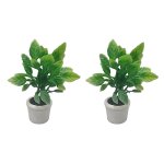 Lot de 2 mini bonsas artificiels en pot pour dcoration de maison de poupe 1:12 - verdure raliste ...