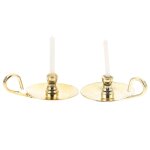 Lot de 2 mini bougeoirs dors pour dcoration de maison de poupe ¿ bougeoirs en alliage de fer pour ...