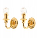 Lot de 2 mini lampes feriques avec micro paysage pour dcoration de maison de poupe 1 / 12, dores