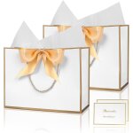 Lot de 2 sacs cadeaux d'anniversaire en papier avec rubans, 2 cartes de v?ux, 4 mouchoirs, 28 x 20 x ...
