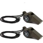 Lot de 2 sifflets de survie d'urgence, sifflet 3 en 1 avec boussole et thermom�tre, fort et s�r avec ...