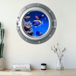 Lot de 2 stickers muraux 35x35cm, 3d hublot tortues sous - marines dauphins stickers muraux chambre d'enfant ... Lot de 2 stickers muraux 35x35cm, 3d hublot tortues sous - marines dauphins stickers muraux chambre d'enfant ...