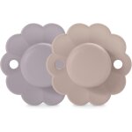 Lot de 2 sucettes bb 6 / 18 mois, sucette ronde avec ttine symtrique sx pro en silicone, rversible, ...