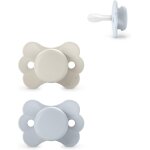Lot de 2 sucettes bébé 6 / 18 mois, avec tétine symétrique sx pro en silicone, réversible, plate, flexible, ... Lot de 2 sucettes bébé 6 / 18 mois, avec tétine symétrique sx pro en silicone, réversible, plate, flexible, ...