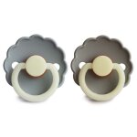Lot de 2 sucettes daisy night latex t2 - french grey / portobello - gris Lot de 2 sucettes daisy night latex t2 - french grey / portobello - gris