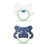 Lot de 2 sucettes r�versible 2 / 4 mois night&day baleine bleu
