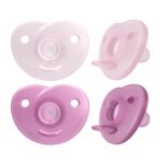 Lot de 2 sucettes rose 0 / 3 mois soothie coeur - philips avent
