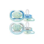 Lot de 2 sucettes ultra air 0 / 6 mois + phosphoréscent oiseau et etoiles - philips avent Lot de 2 sucettes ultra air 0 / 6 mois + phosphoréscent oiseau et etoiles - philips avent