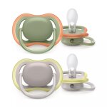 Lot de 2 sucettes ultra air 6 / 18 mois vert / gris - philips avent Lot de 2 sucettes ultra air 6 / 18 mois vert / gris - philips avent