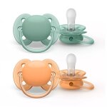 Lot de 2 sucettes ultra douces 0 / 6 mois vert / orange - philips avent Lot de 2 sucettes ultra douces 0 / 6 mois vert / orange - philips avent