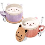 Lot de 2 tasses a café en forme de chat mignon avec couvercles cadeaux d'anniversaire pour femme cadeau ... Lot de 2 tasses a café en forme de chat mignon avec couvercles cadeaux d'anniversaire pour femme cadeau ...