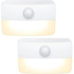 Lot de 2 veilleuses a d�tecteur de mouvement a coller pour int�rieur par piles, lumi�res sous placard ...