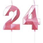 Lot de 24 bougies d'anniversaire, en forme de chiffre, roses 3d, pour femme, d�coration d'anniversaire ...