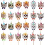 Lot de 24 dcorations de gteau d'anniversaire en forme de chat mignon pour filles - dcorations de fte ...