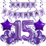Lot de 25 ballons géants en forme de chiffre violet 81 cm décoration d'anniversaire 15 ans ballons en ... Lot de 25 ballons géants en forme de chiffre violet 81 cm décoration d'anniversaire 15 ans ballons en ...