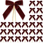Lot de 25 noeuds en velours rouge pour dcoration de nol, de mariage, d'anniversaire, de communion, ...