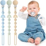 Lot de 3 attache - t�tines en silicone, sans bpa, pour fille, design flexible en une seule pi�ce pour ...