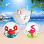 Lot de 3 ballons de plage gonflables 3d, avec licorne, crabe, flamant rose, diam�tre 40 cm, pour enfants, ...