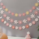 Lot de 3 bannières roses en forme de marguerite - décoration d'anniversaire d'enfant - unique - guirlande ... Lot de 3 bannières roses en forme de marguerite - décoration d'anniversaire d'enfant - unique - guirlande ...
