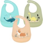 Lot de 3 bavoir en silicone bavoir d'alimentation etanche avec ramasse - miettes facilement lavable super ...